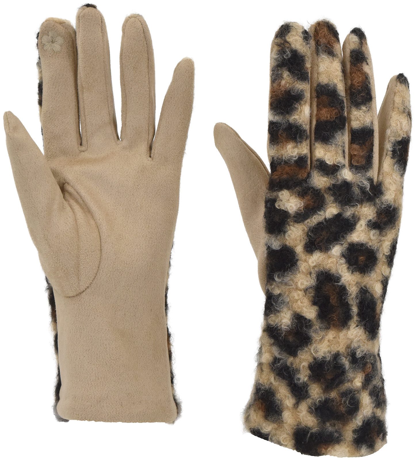styleBREAKER Baumwollhandschuhe Touchscreen Handschuhe mit Leoparden Muster günstig online kaufen