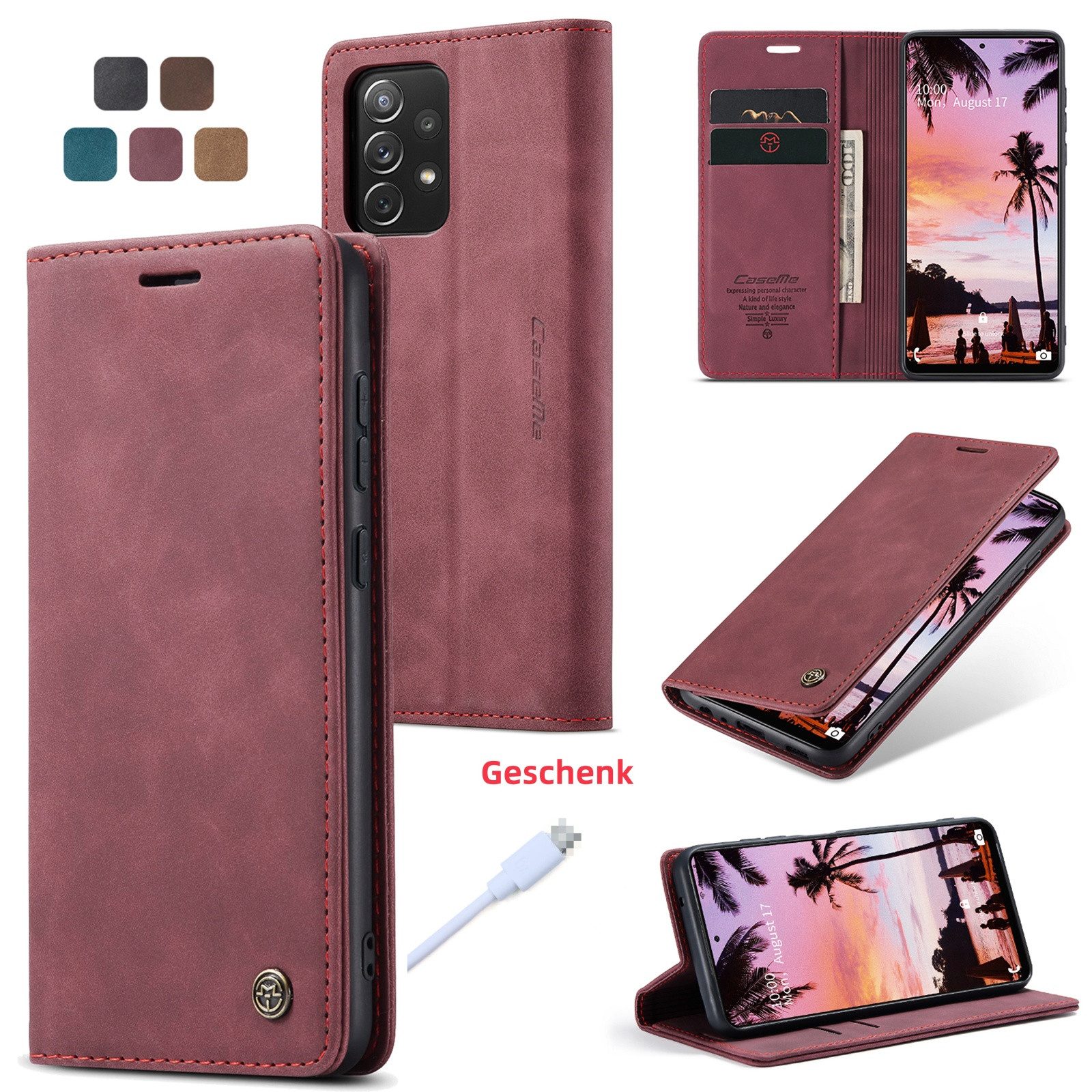 trends for living Handyhülle Leder Handy Hülle Tasche Cover für Samsung Modelle Klapp Case Etuis