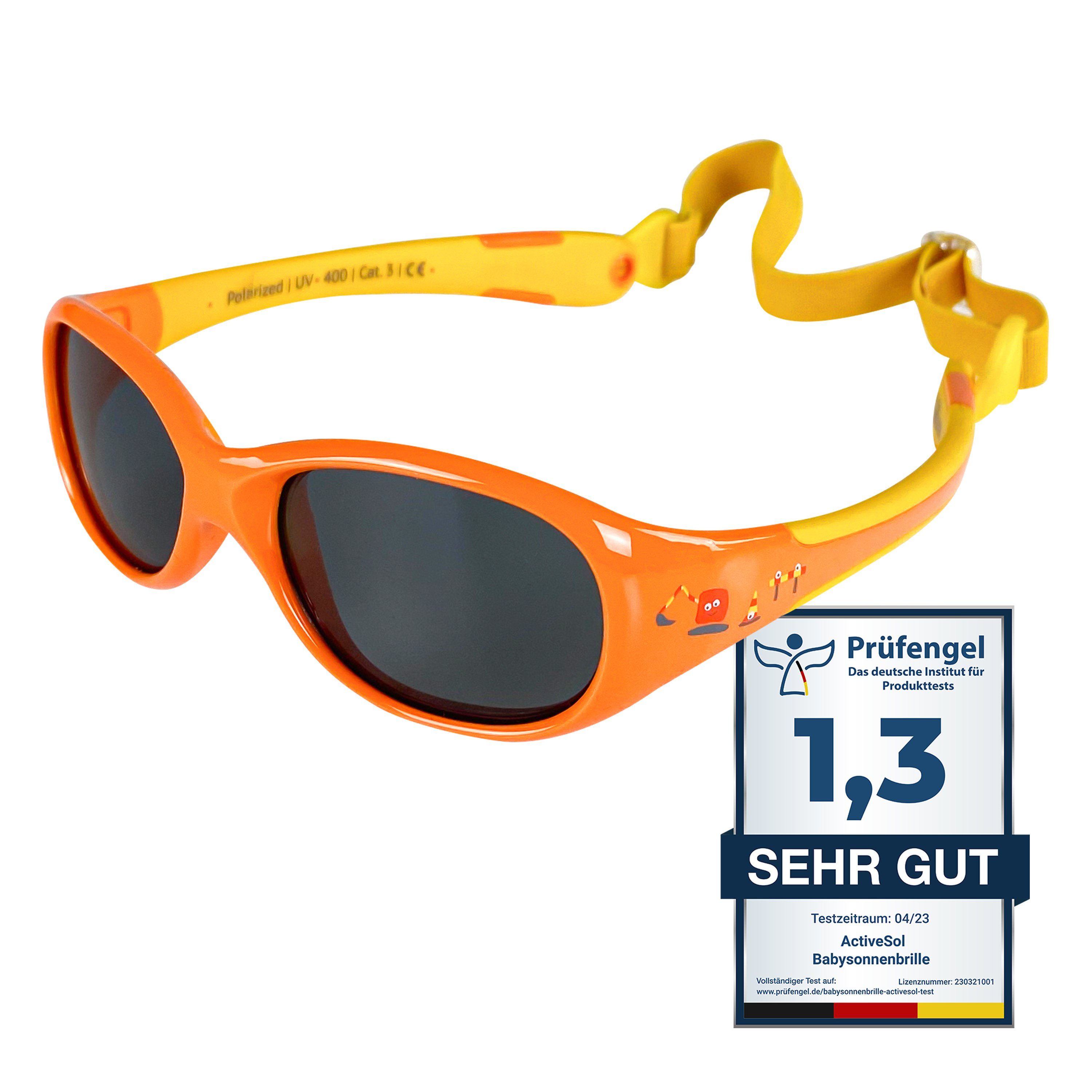 ActiveSol SUNGLASSES Sonnenbrille Baby Sonnenbrille, Jungen & Mädchen, 0-2 Jahre (in bunten Farben & mit pfiffigen Motiven) Unzerstörbar & Flexibel The Builder