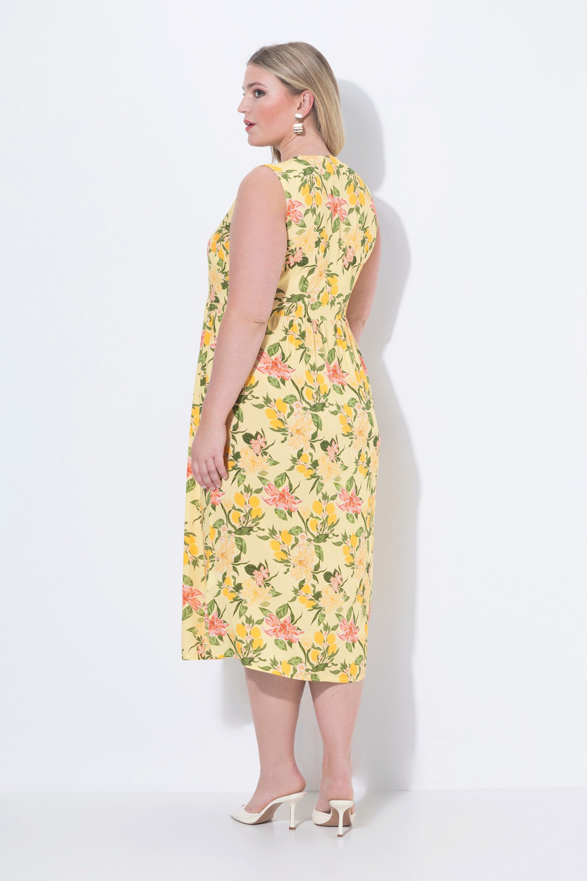 MIAMODA Jerseykleid Midikleid ärmellose A-Linie Zitronen-Muster