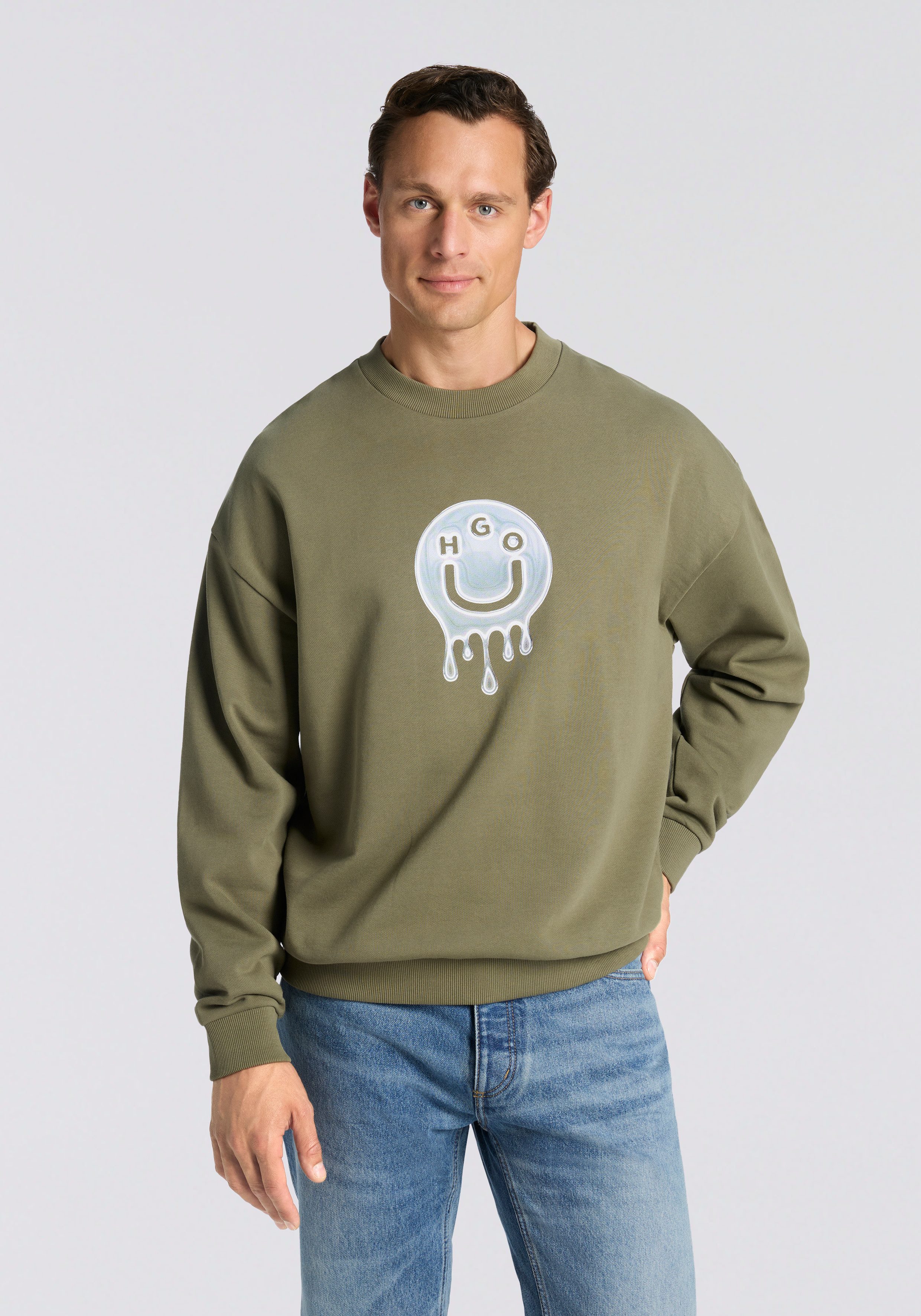 HUGO Blue Sweatshirt Newirex Rundhalsausschnitt, regular fit, Logodruck