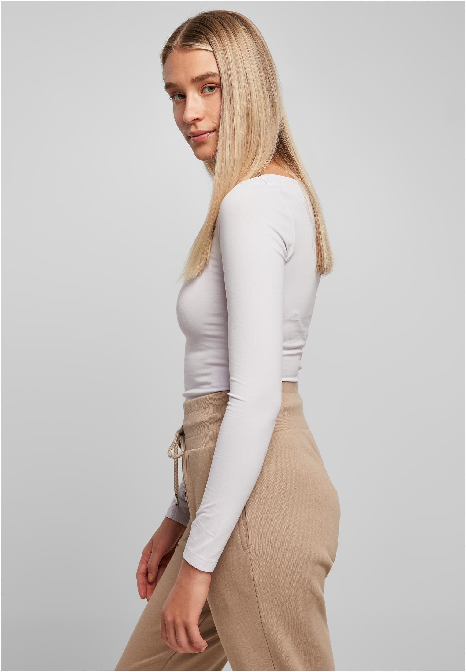 URBAN CLASSICS Langarmshirt Damen Ladies Organic Longsleeve Body (1-tlg),  Stylisches T-Shirt aus angenehmer Baumwollmischung | V-Shirts