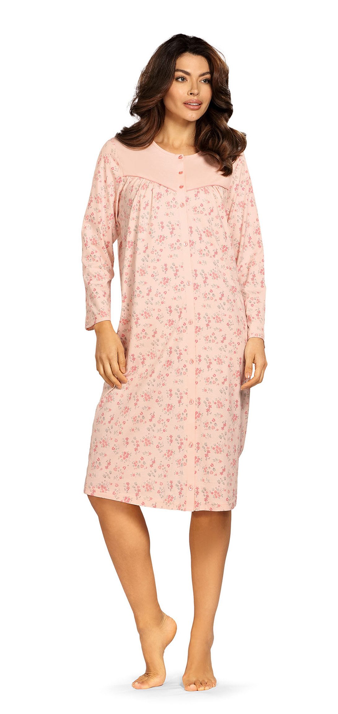 comtessa Nachthemd Comtessa Damen Nachthemd Langarm Knopfleiste in Apricot