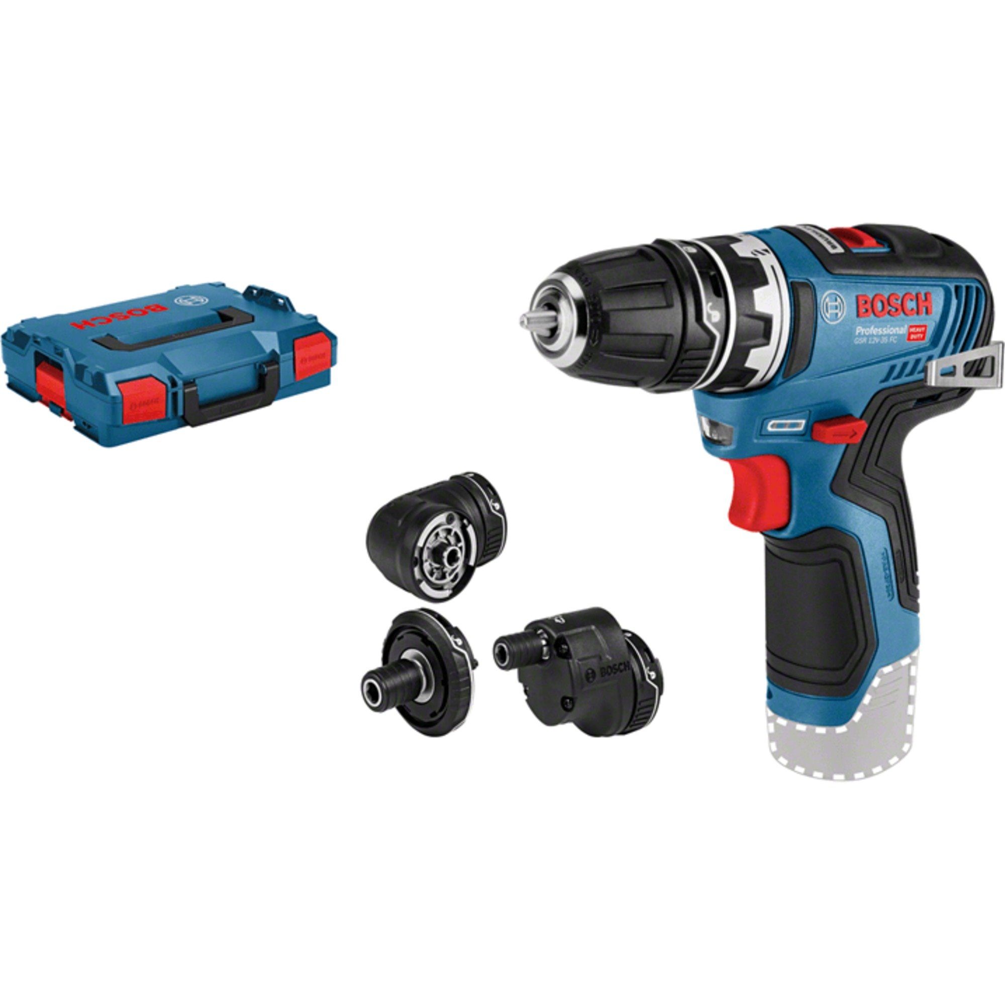 Bosch Professional Akku-Bohrschrauber Bosch Professional Akku-Bohrschrauber GSR 12V-35, 12 V V, (ohne Akku und Ladegerät, mit FlexiClick Aufsätzen, L-BOXX)