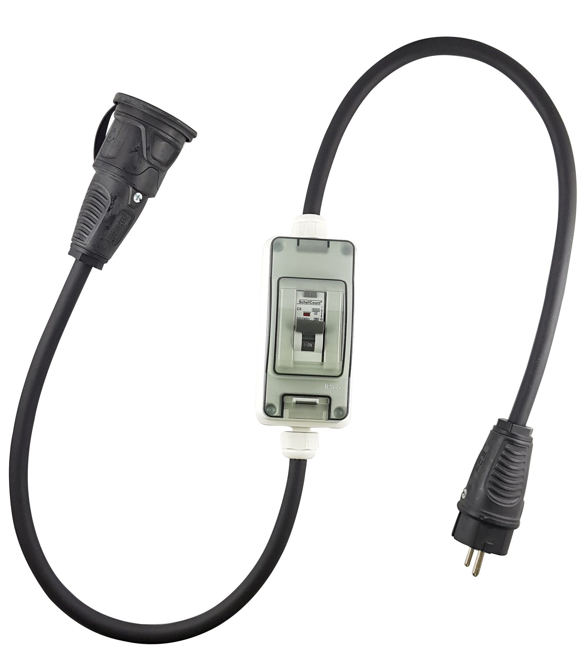 Schellcount Schalter mobiler FI-LS Schalter C6 mit Schuko-Verbindungen