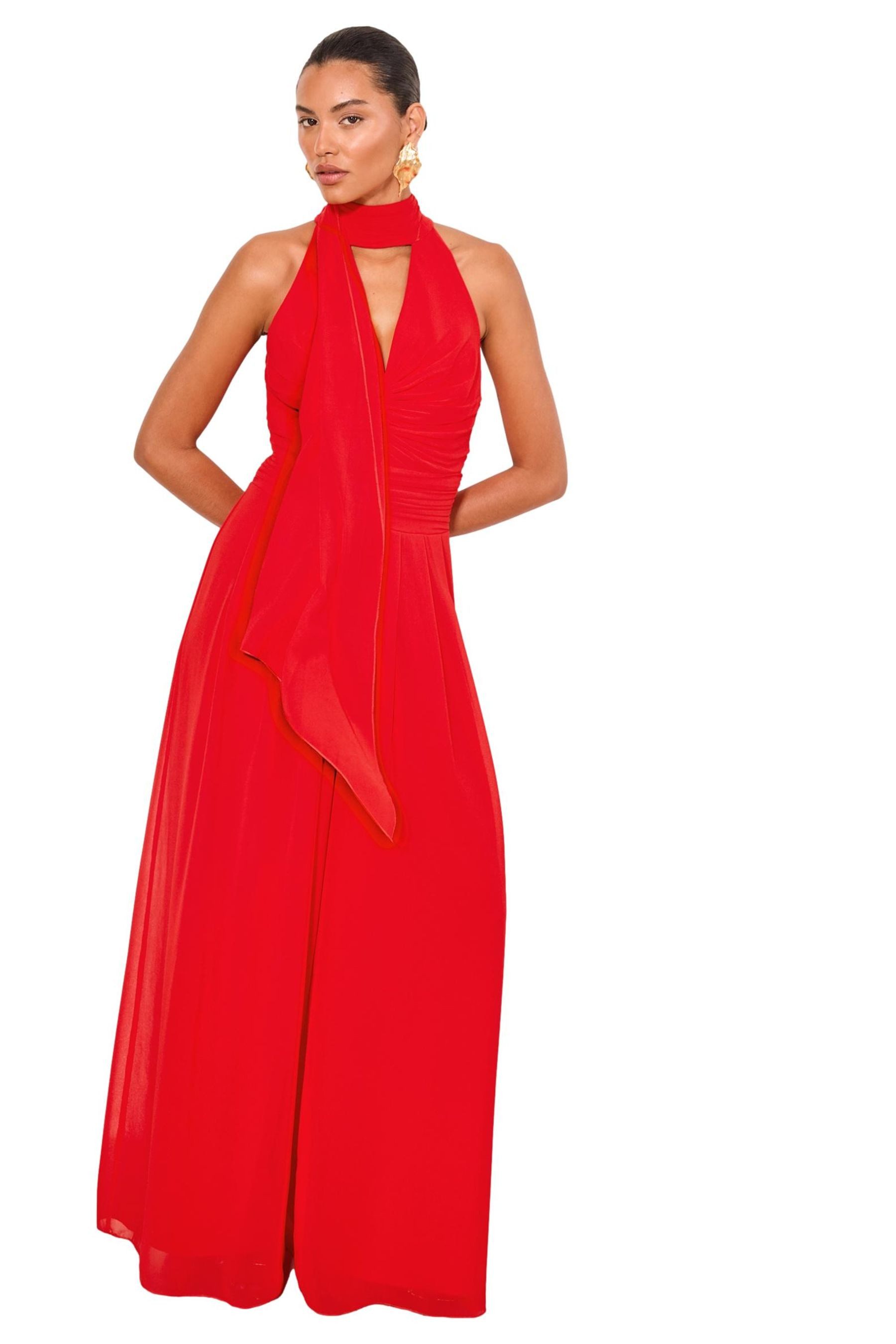 LIPSY Jumpsuit Weiter Neckholder-Jumpsuit mit geraffte Taille (1-tlg)