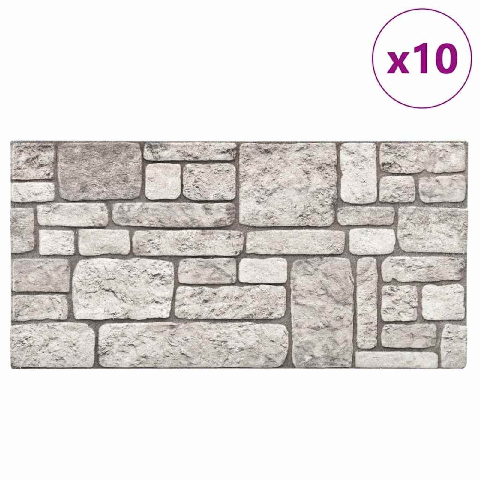 vidaXL Wandpaneel Wandpaneele 10 pcs Grau 100 x 50 cm EPS-Schaum, (10-tlg)