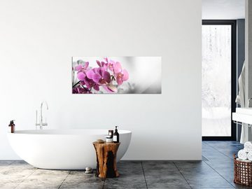 Pixxprint Glasbild Orchideenblüten über Wasser, Orchideenblüten über Wasser (1 St), Glasbild aus Echtglas, inkl. Aufhängungen und Abstandshalter