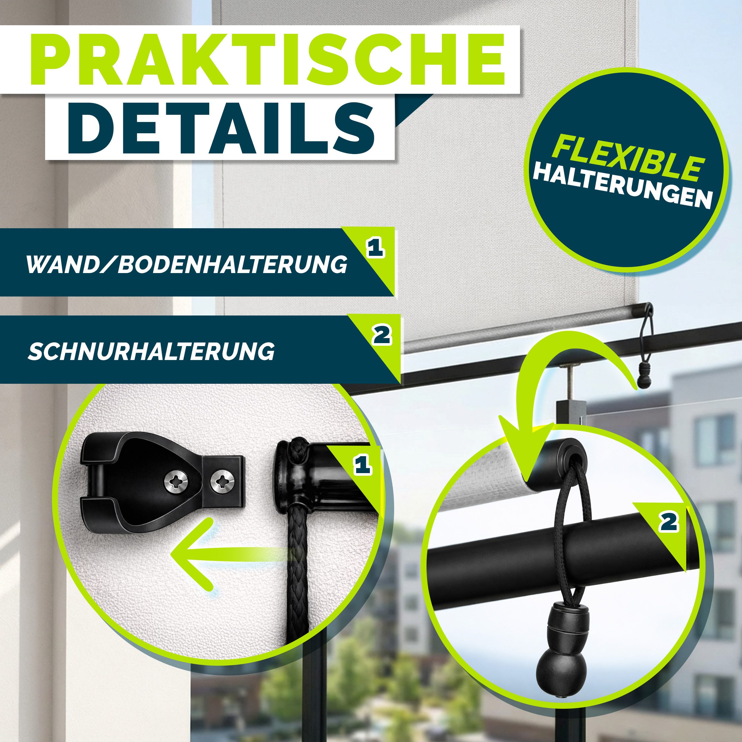 tillvex Senkrechtmarkise tillvex® Senkrechtmarkise Außenrollo Sichschutz Balkon Markise für