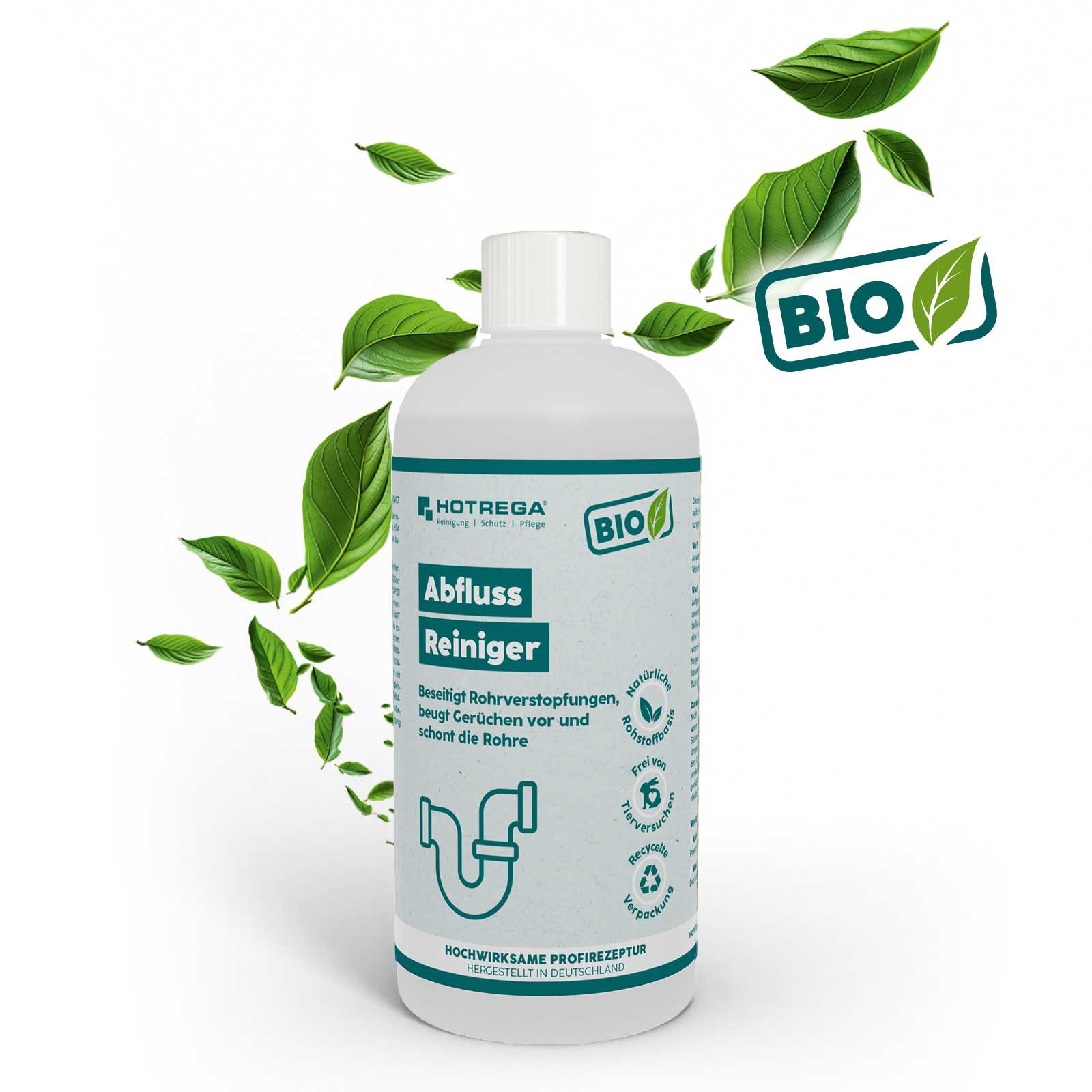 HOTREGA® BIO Abfluss Reiniger Abflussreinigung Bioreiniger 500ml Средства для чистки труб (Entfernt Haare und Gerüche Flüssiger Средства для чистки труб gegen Verstopfungen in Küche, Dusche & Toilette)