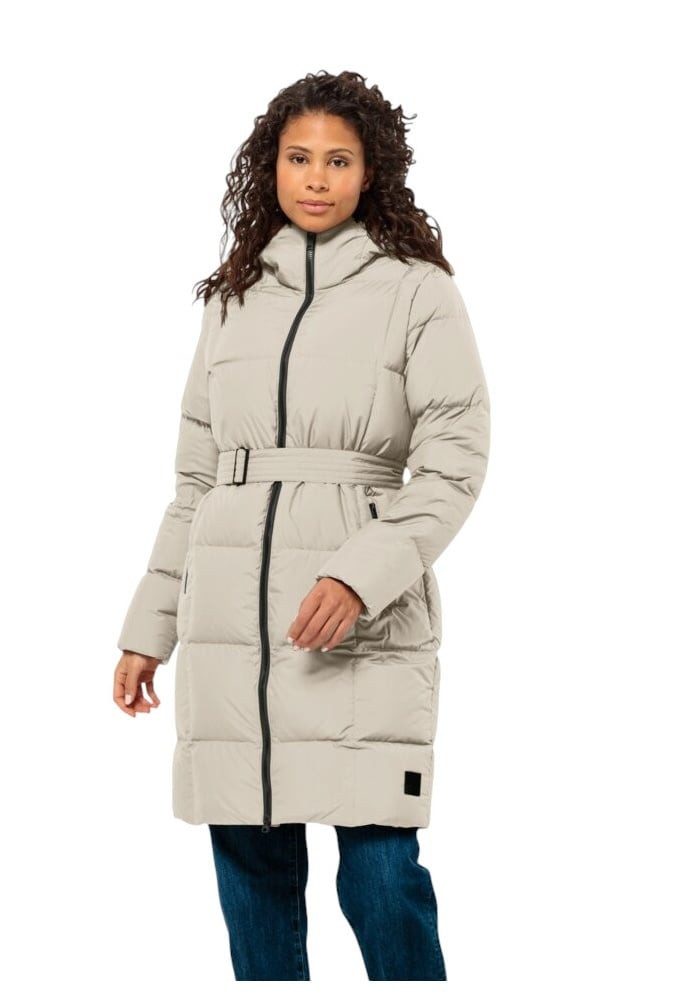 Jack Wolfskin Daunenmantel Frozen Lake Coat 2024 (winddicht, wasserabweisend, atmungsaktiv) beige