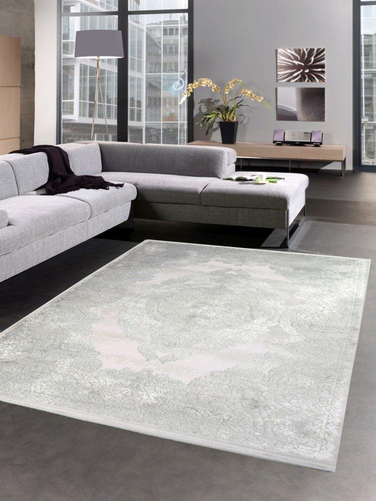 Carpetia Wollteppich Teppich Luxus Designerteppich mit Naturfasern grau, rechteckig, Höhe: 7 mm, Maschinengewebt