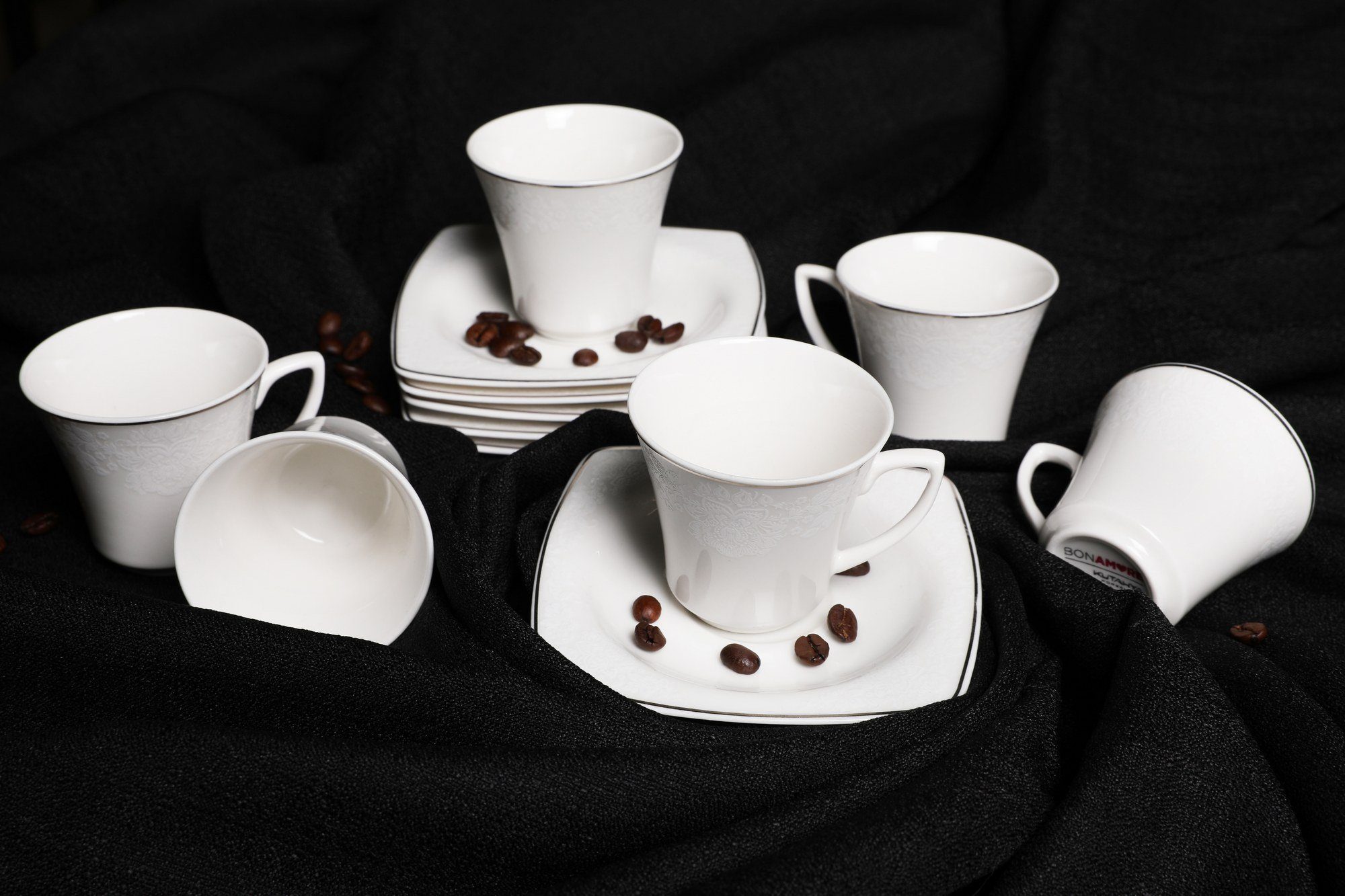 Tasse Weiß, 100% Porzellan Kaffeetassen, Hermia Concept KTP9621,