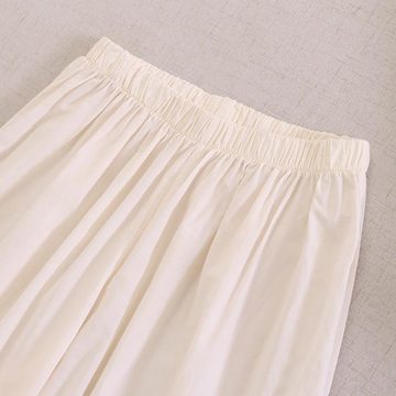 AFAZ New Trading UG Loungepants Hosen Unterröcke Damen Culottes Hose Hosenrock (1-tlg) 7/8 Pyjamahose Sommer mit Spitze Elfenbein Schwarz Beige