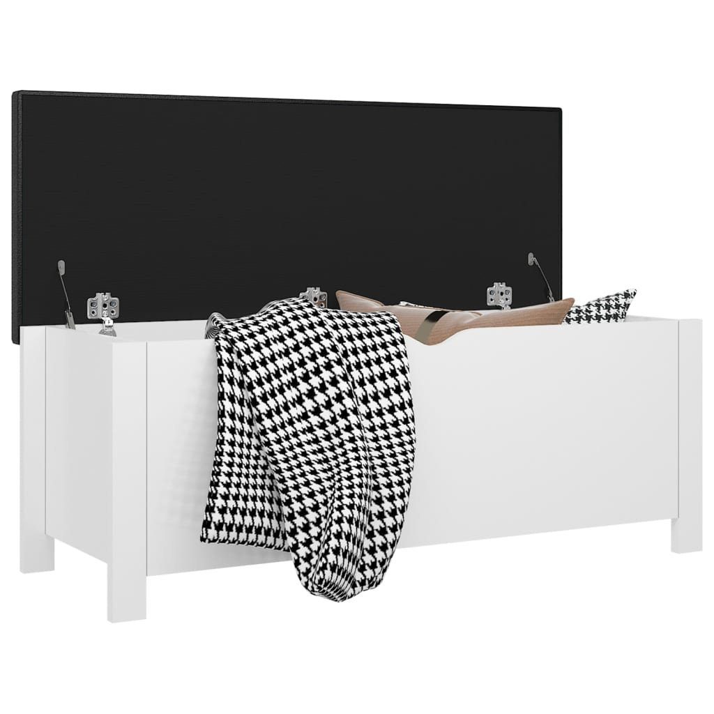 furnicato Truhenbank Sitzbank mit Stauraum und Kissen Hochglanz-Weiß 105x40x45cm (1-St)
