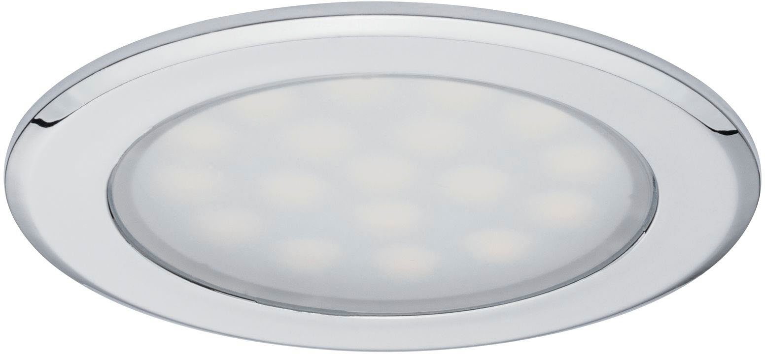 Paulmann LED Einbaustrahler LED Möbel Einbauleuchte rund 2er-Set 2x2,5W Chrom, LED fest integriert, Warmweiß, LED Möbel Einbauleuchte rund 2er-Set 2x2,5W Chrom