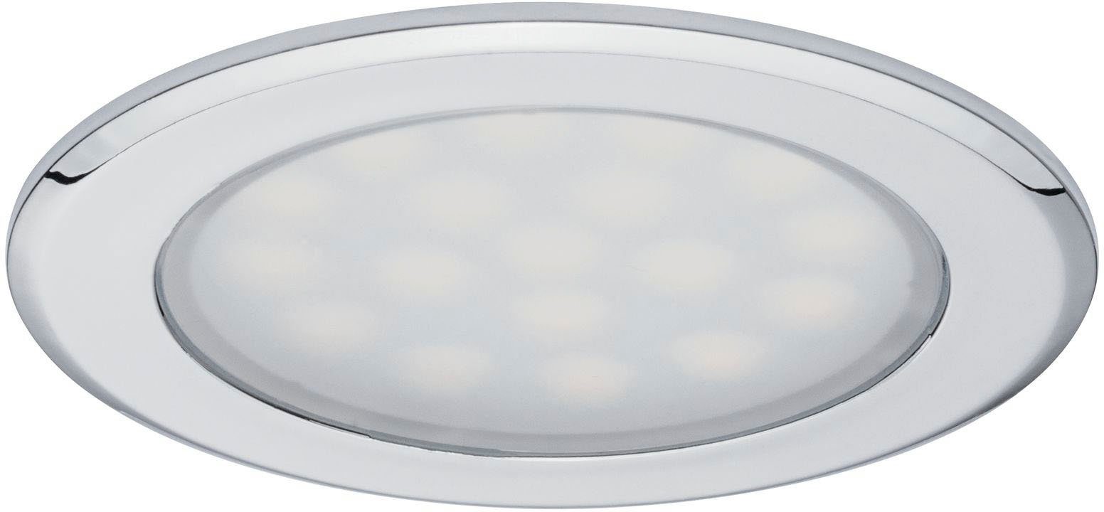 Paulmann LED Einbaustrahler LED Möbel Einbauleuchte rund 2er-Set 2x2,5W  Chrom, LED fest integriert, Warmweiß, LED Möbel Einbauleuchte rund 2er-Set  2x2,5W Chrom, Zur gleichmäßigen Ausleuchtung von Spiegeln und Schränken | Alle Lampen