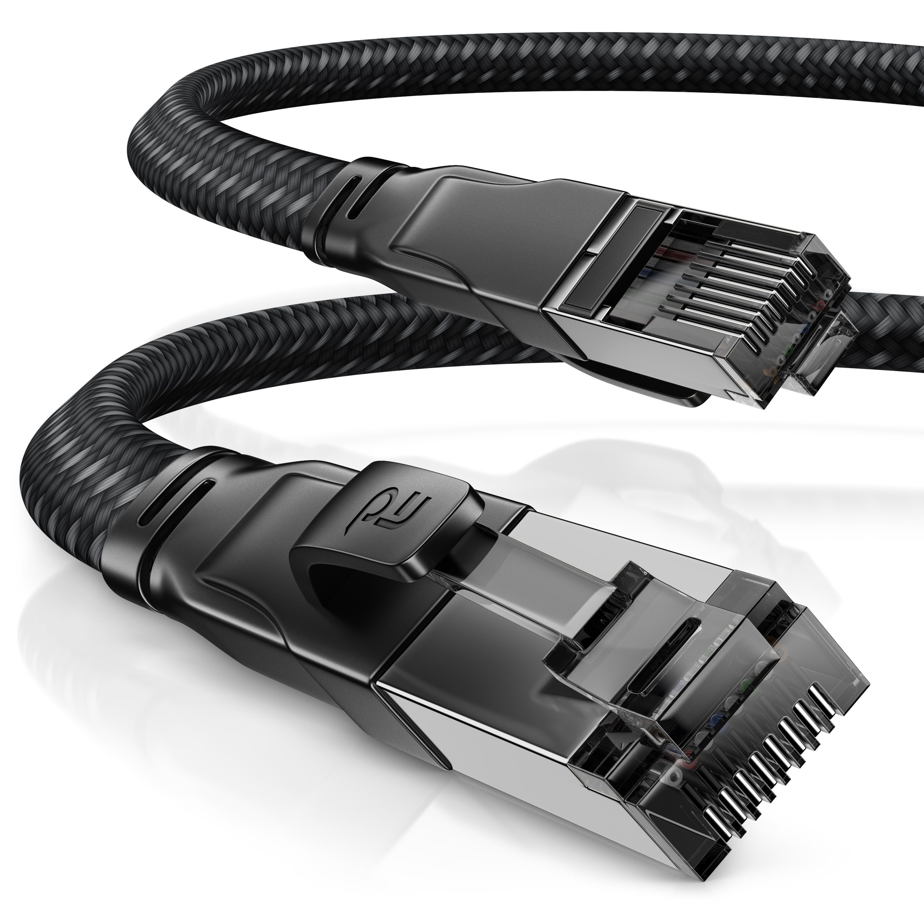 Primewire CAT 8.1 Netzwerkkabel Flach 40 Gbits, Baumwollmantel Patchkabel - 15m LAN-Kabel, RJ-45 (Ethernet), RJ-45 (Ethernet) (1500 cm), …