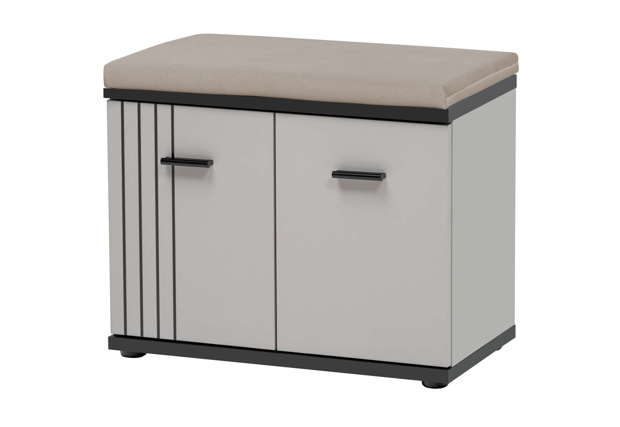 99rooms Schuhschrank Muza (Schuhschrank, Schrank) Modern Design, mit 2 Türen, viel Stauraum, Kissen inklusiv