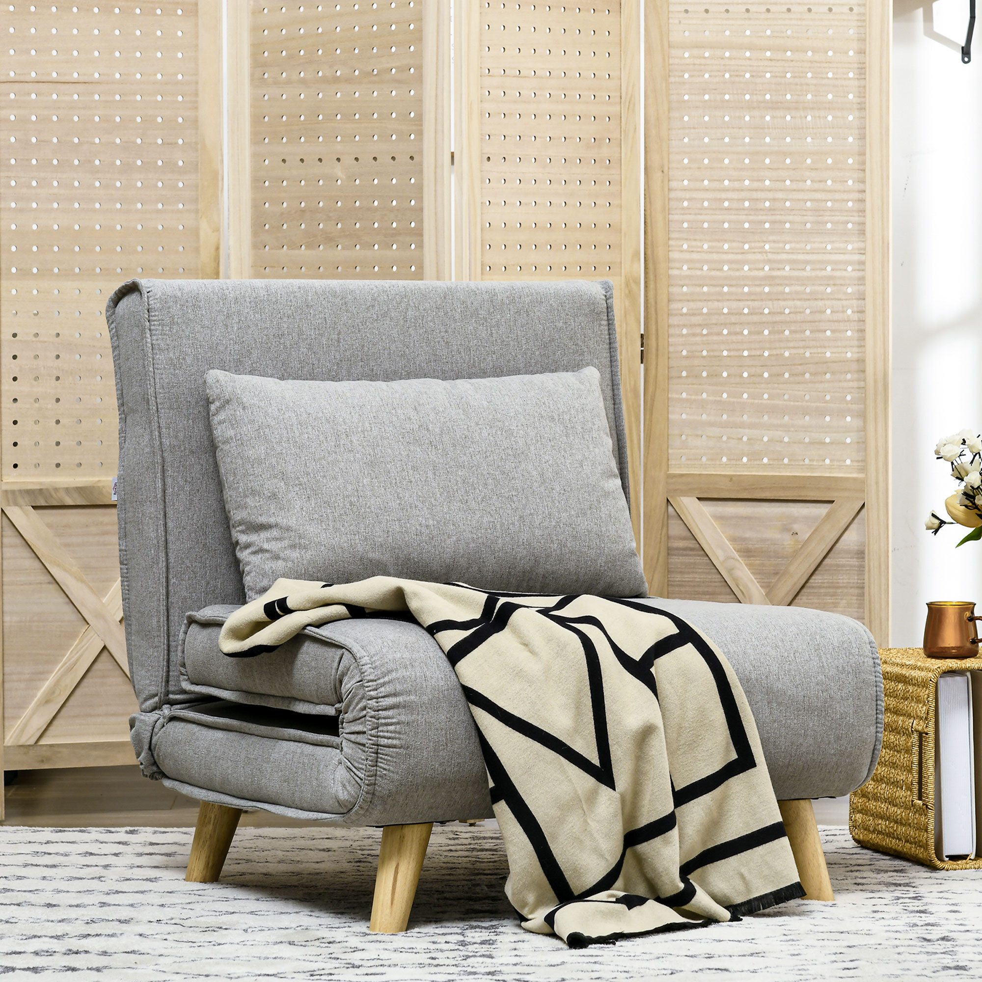 HOMCOM Schlafsofa Schlafsessel mit Bettfunktion, Lendenkissen, günstig online kaufen
