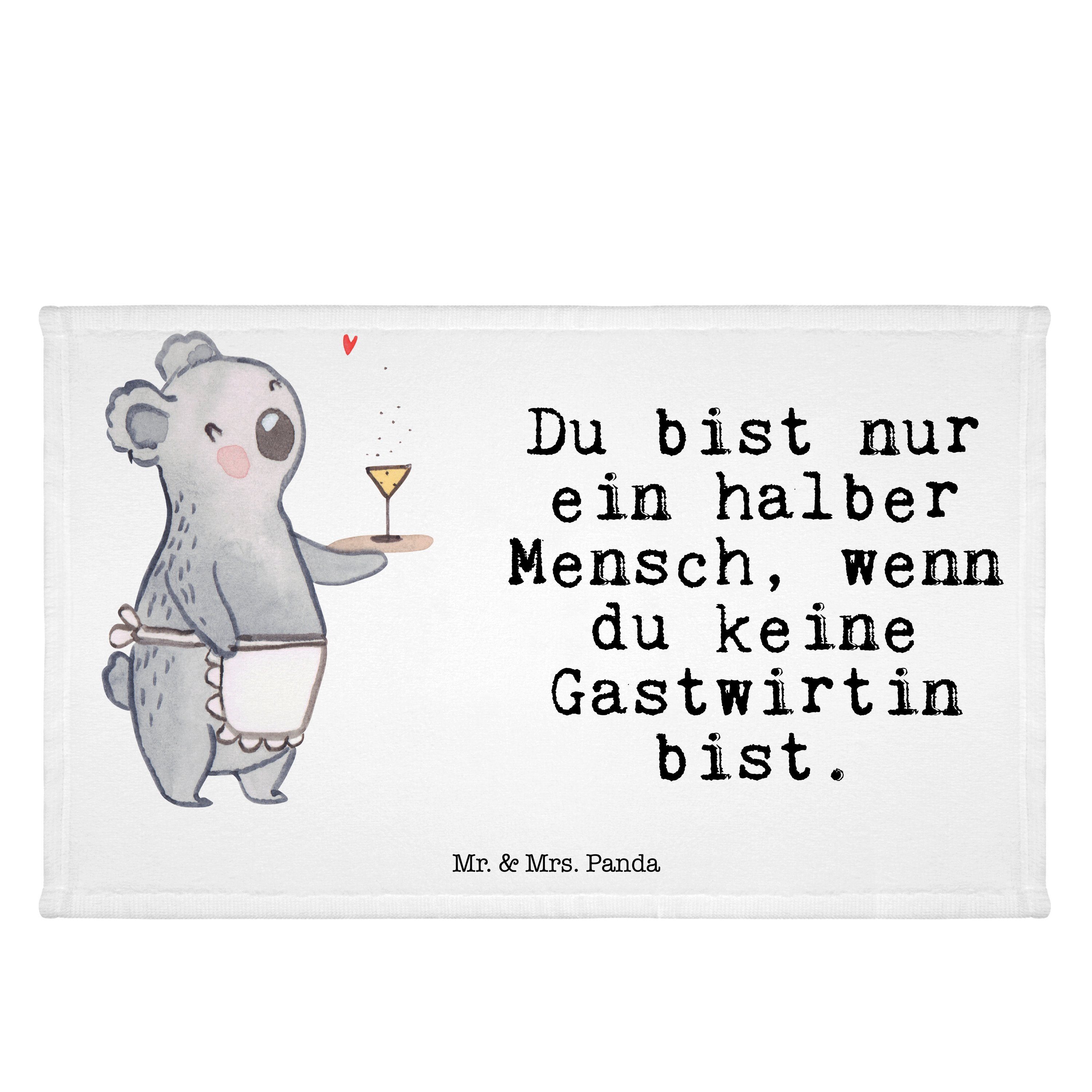 Mr. & Mrs. Panda Handtuch Gastwirtin mit Herz - Weiß - Geschenk, Gaststätte, Frottier, Sport Ha, (1-St)