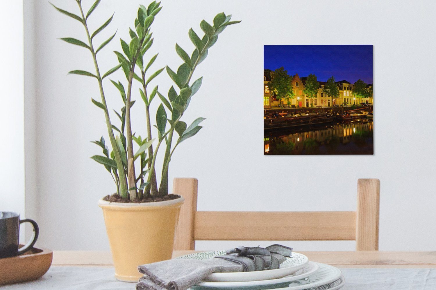 St), Schlafzimmer Grachten Häuser Niederländische für der Leinwandbild Bosch, entlang Bilder OneMillionCanvasses® Wohnzimmer Leinwand (1 Den in