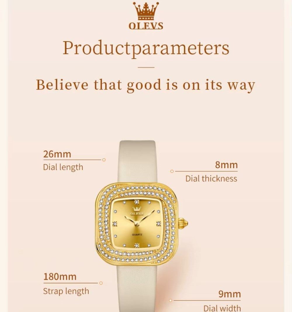 OLEVS Quarzuhr Damenuhr Olevs – Quadratisches Design mit Strass