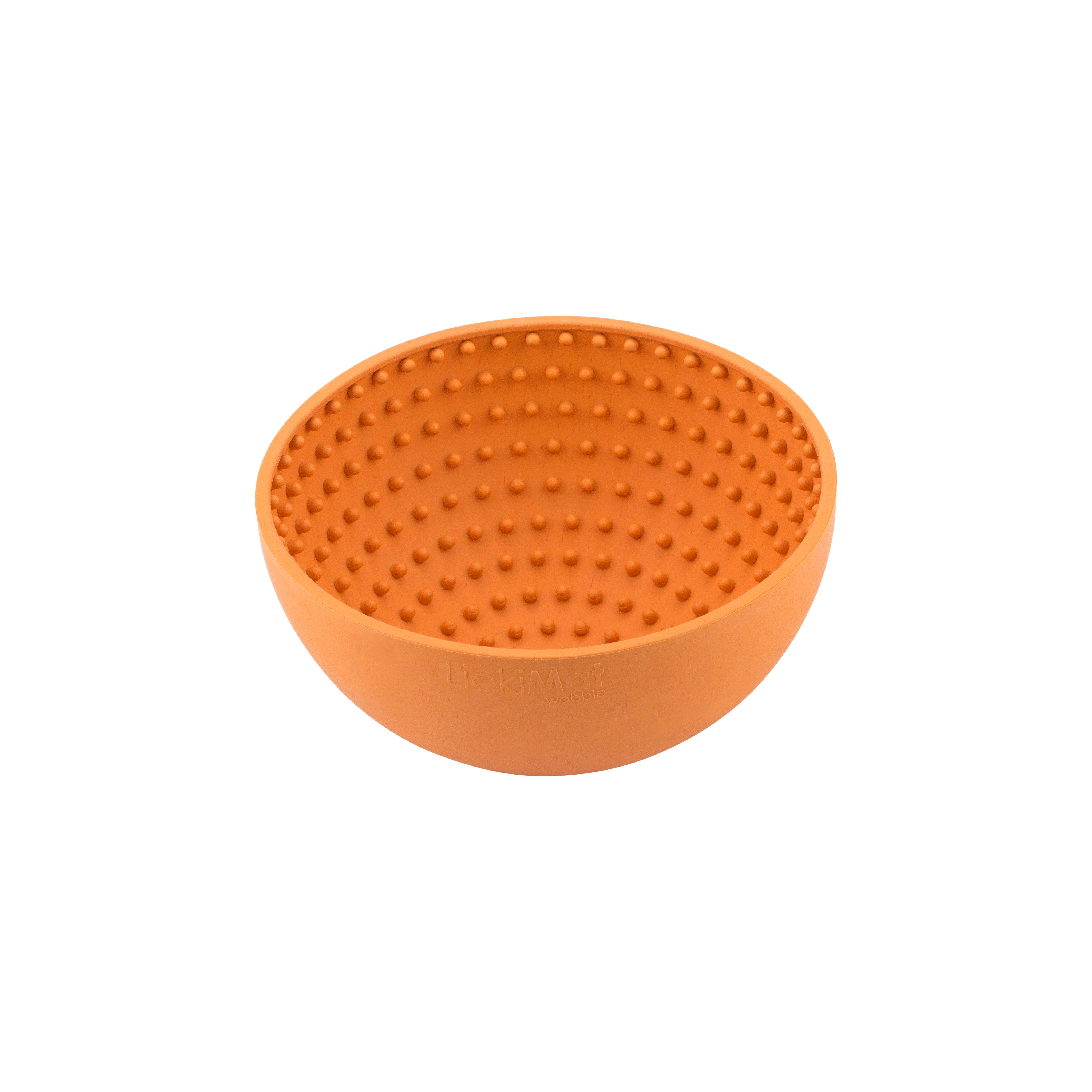 LickiMat Antischlingnapf Wobble Schleckschale aus Naturgummi für Hunde - orange - 18 cm, gefriergeeignet