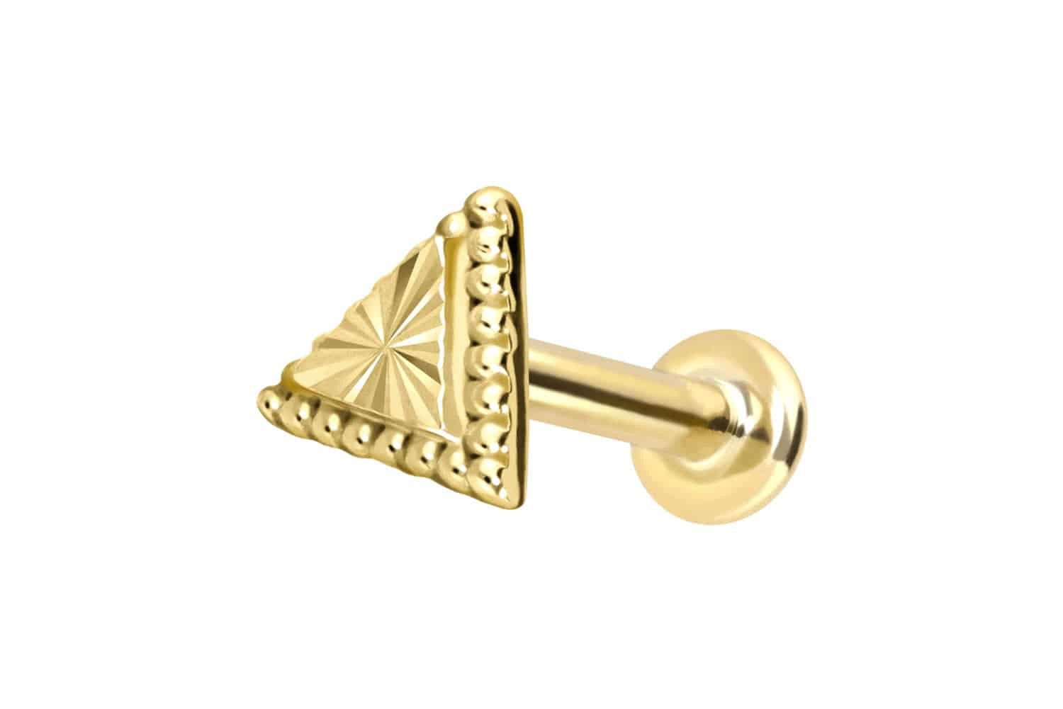 Piercing-Set 14 Karat Gold Labret mit Push Fit DREIECK