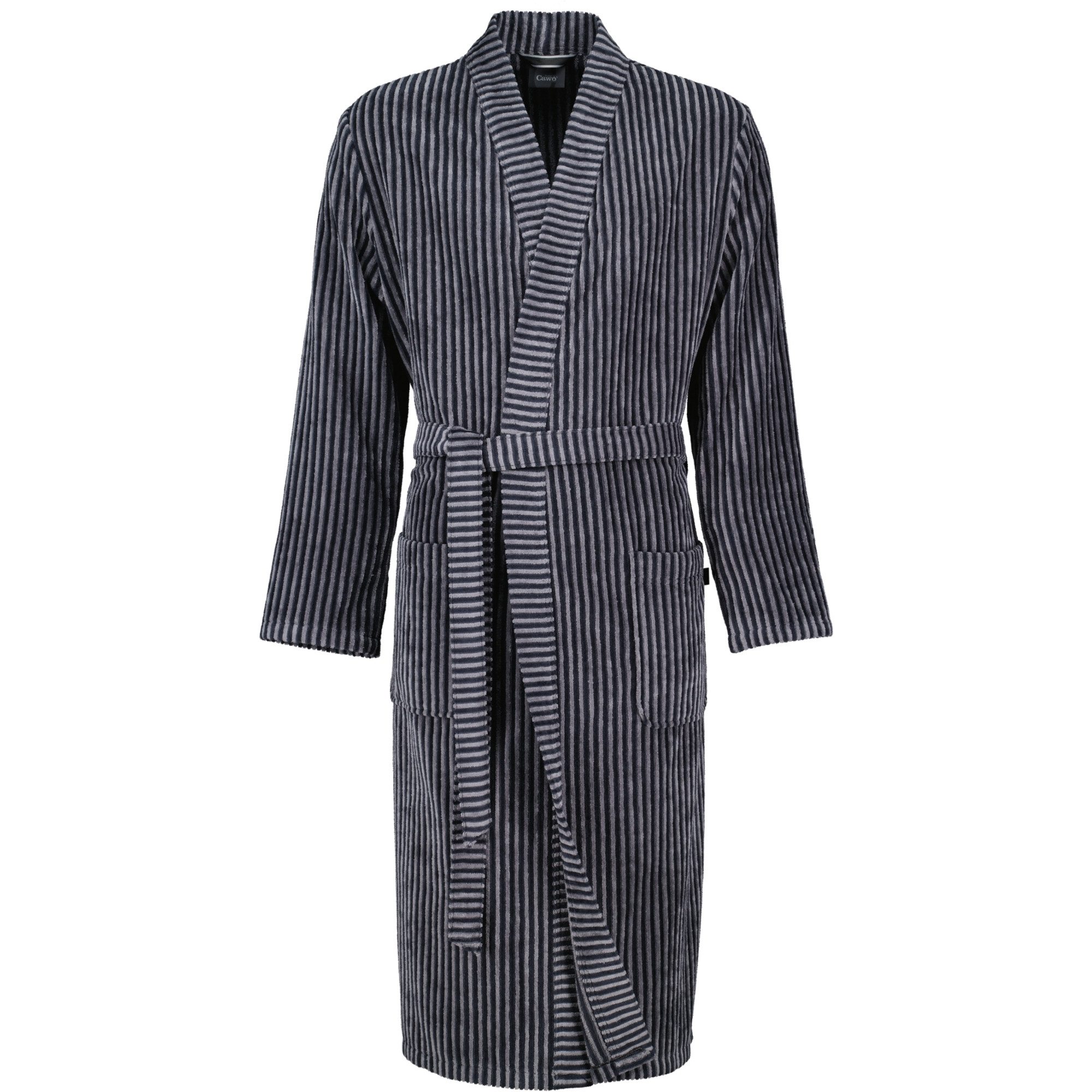 Cawö Herrenbademantel Streifen 4854 Kimono Velours, Kimono, 100% Baumwolle – Bild 2 von 3