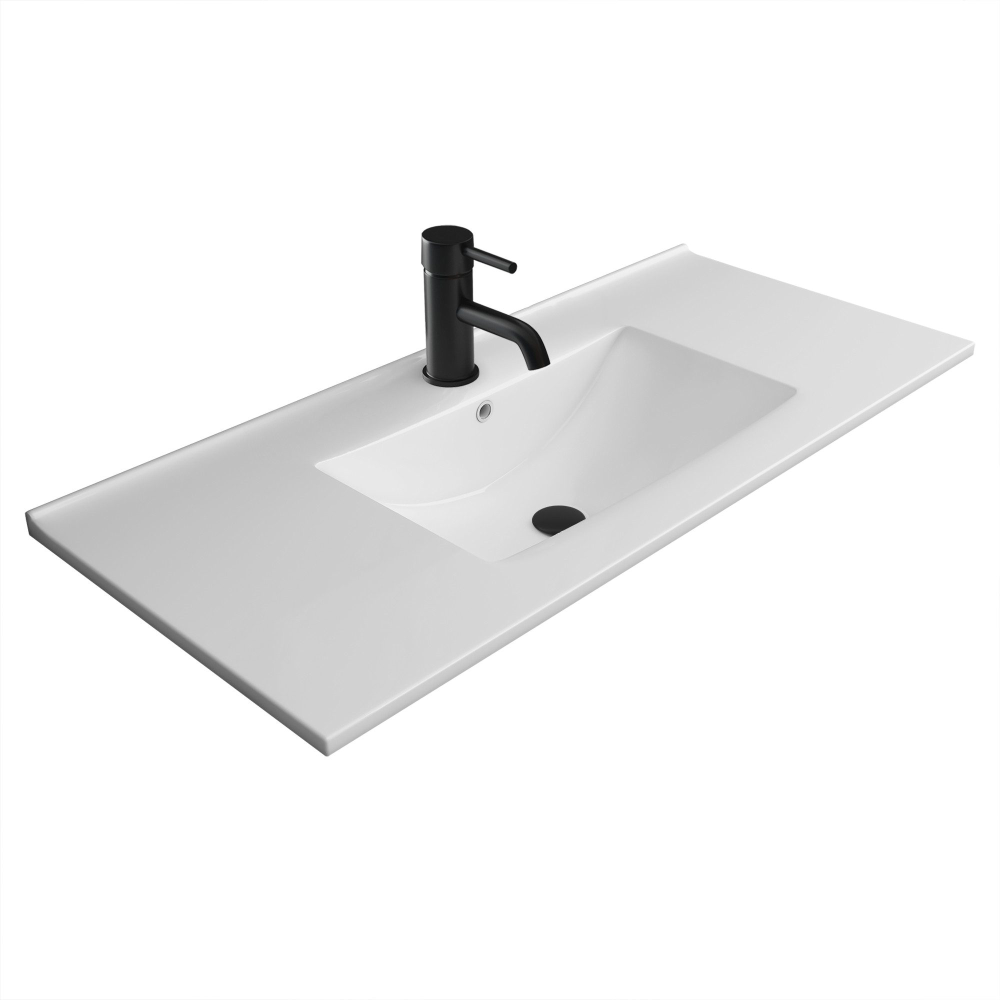 Alpenberger Badmöbel-Set - Waschbecken Bad Waschtisch, (Handwaschbecken, Gäste WC Waschbecken 90 cm Breit), Keramik Einbauwaschbecken - Aufsatzwaschbecken Eckig mit Nano