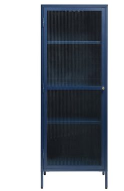möbelando Vitrine BRONCO (B/H/T: 58x160x40 cm) aus Metall in blau