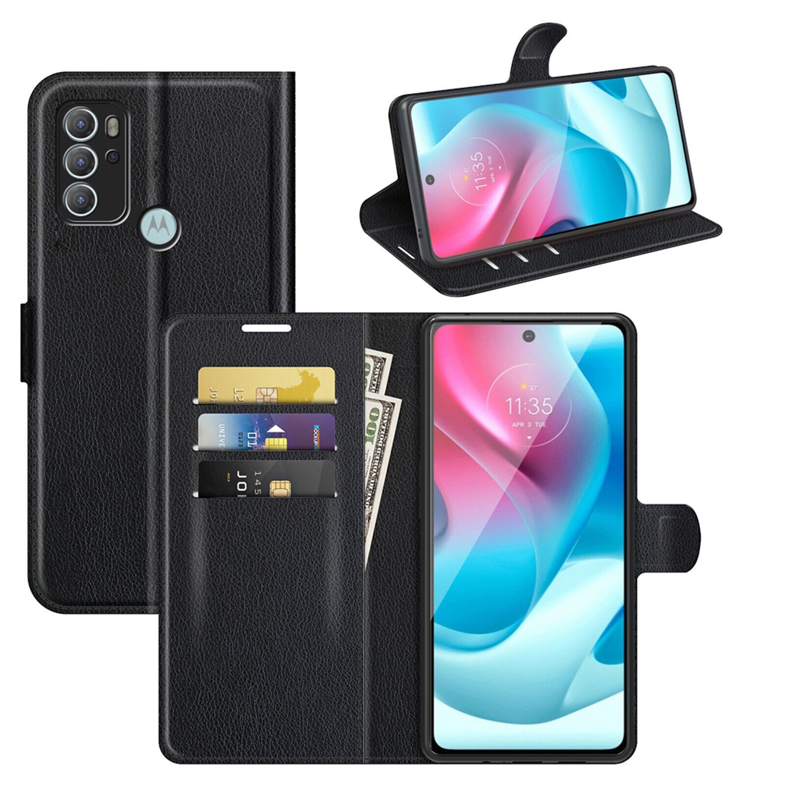 betterfon Smartphone-Hülle Handytasche für Motorola Moto G60s Klapphülle Schwarz