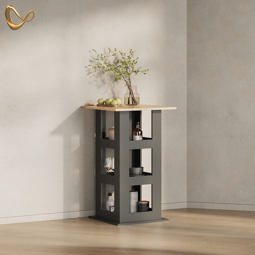 Livinity® Bartisch Regusa, Goldkraft Eiche/Anthrazit/Anthrazit, 65 x 65 cm (1-St)