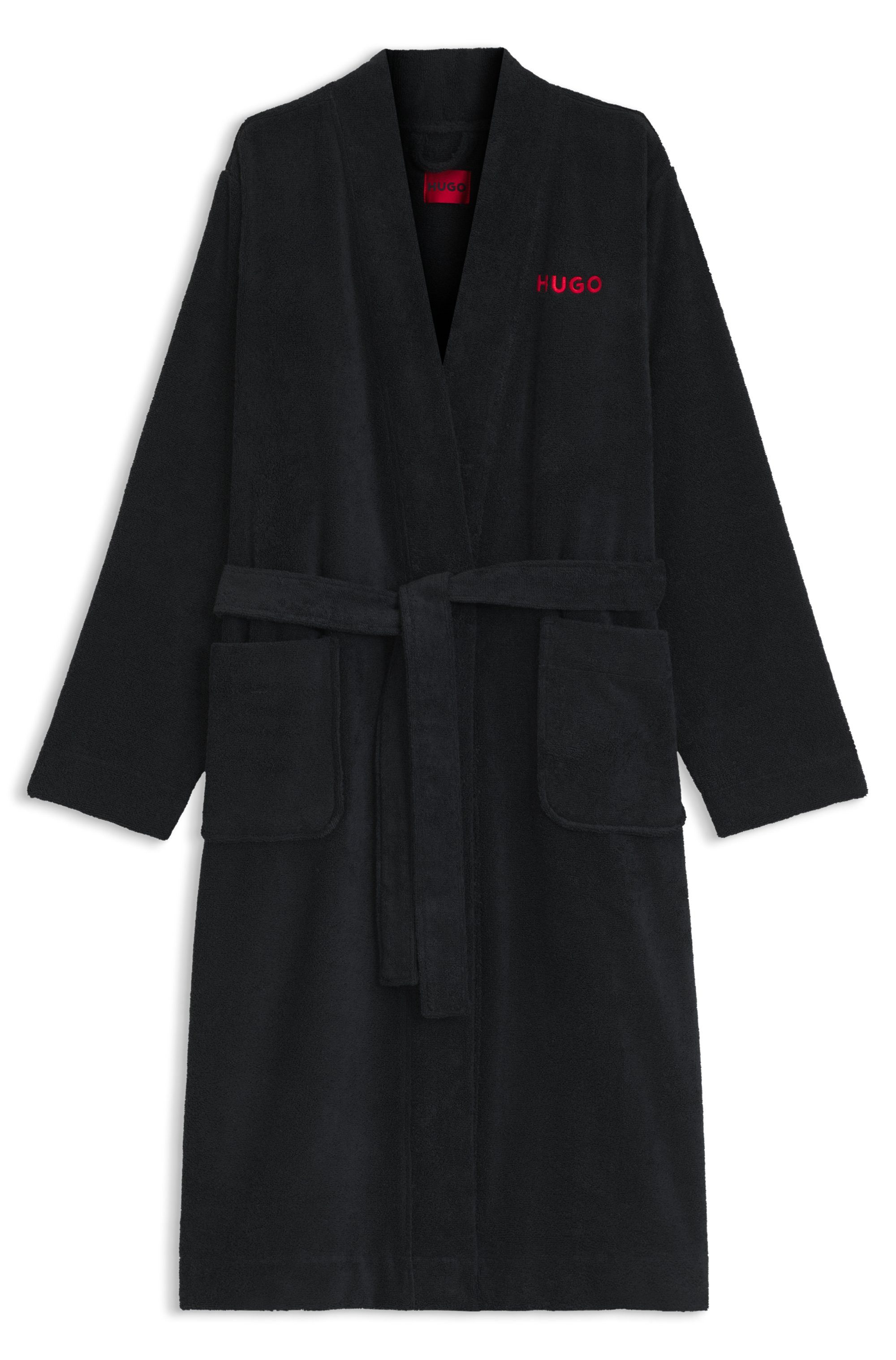 HUGO Bademantel Terry Gown, Midilänge, Baumwolle, mit Bindegürtel