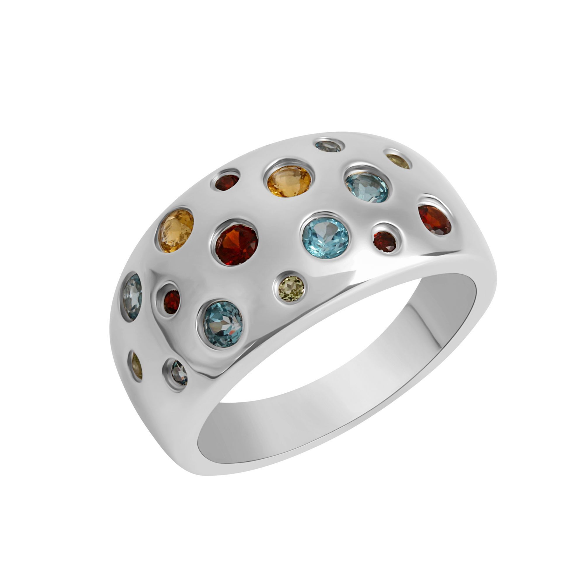 Fingerring 925/- Sterling Silber rhodiniert mit Farbsteinen