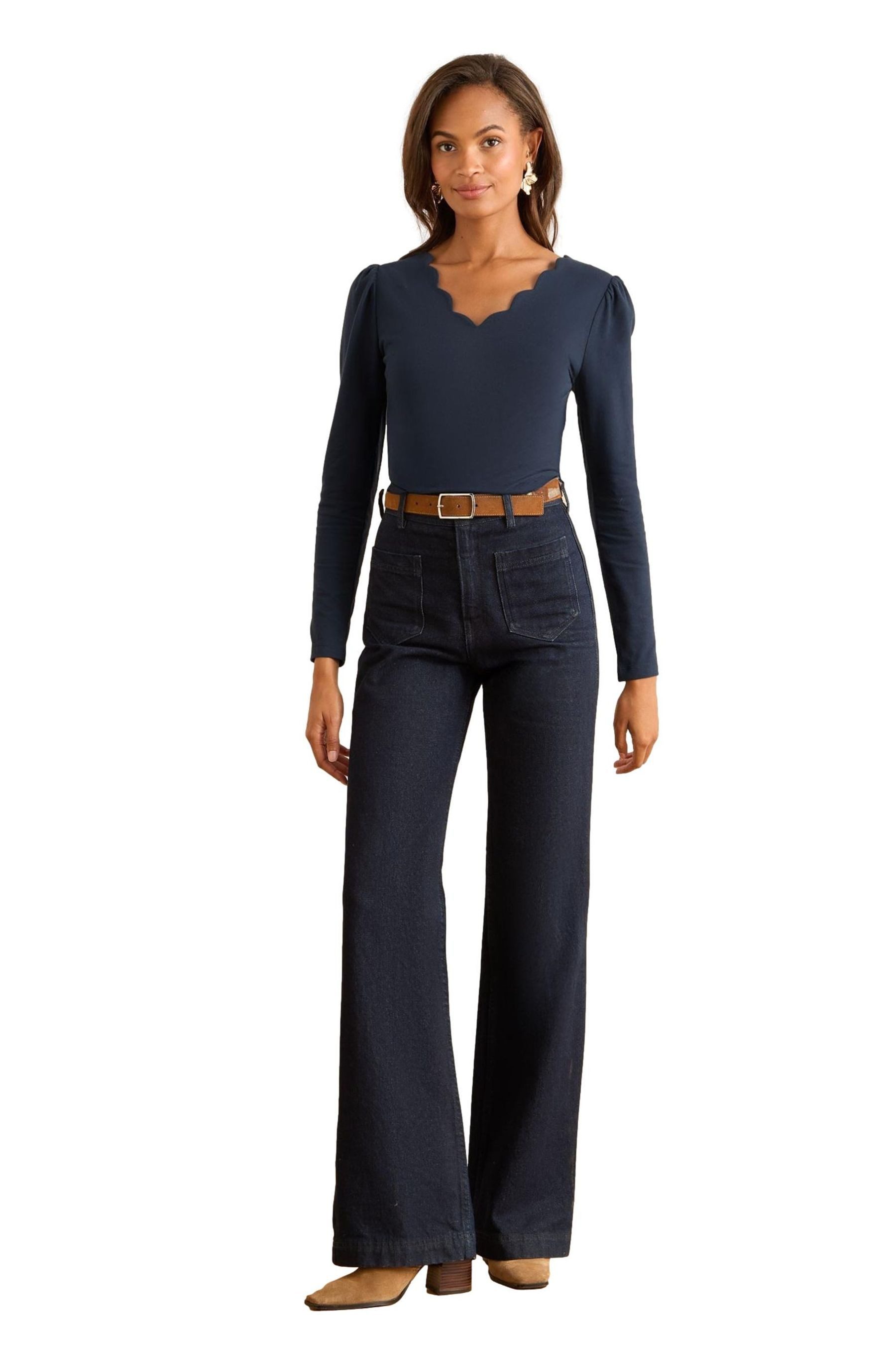 Love & Roses Langarmbluse Love & Roses Jersey-Shirt mit Bogenkanten, Regula günstig online kaufen