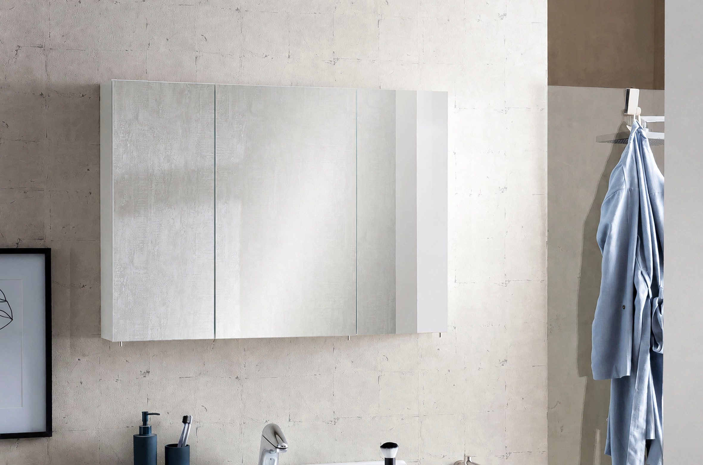 Schildmeyer Spiegelschrank Basic, Spiegelschrank, Made in Germany, B: 90 cm Solide Verarbeitung - Dieses Produkt ist in Deutschland gefertigt
