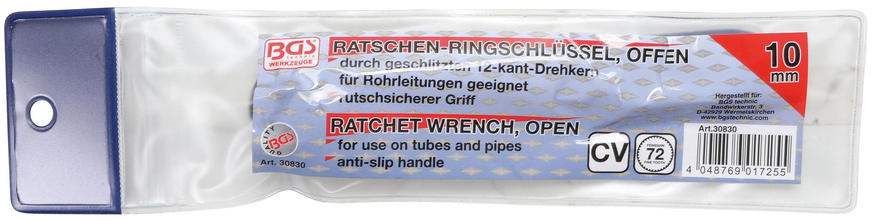 Ratschen-Ringschlüssel, BGS Stecknuss offen, technic SW 10 mm
