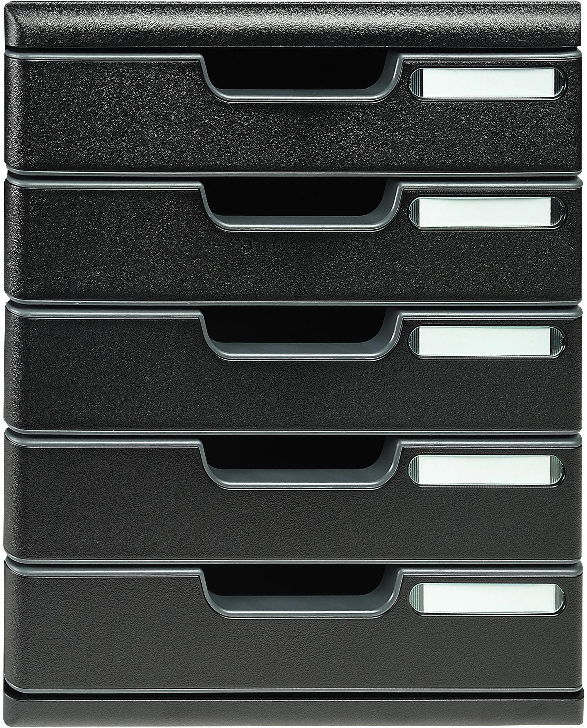 EXACOMPTA Schubladenbox Schubladenbox MODULO A4, 5 geschlossene Schubladen - Schwarz - 301414D, Schubladenboxen