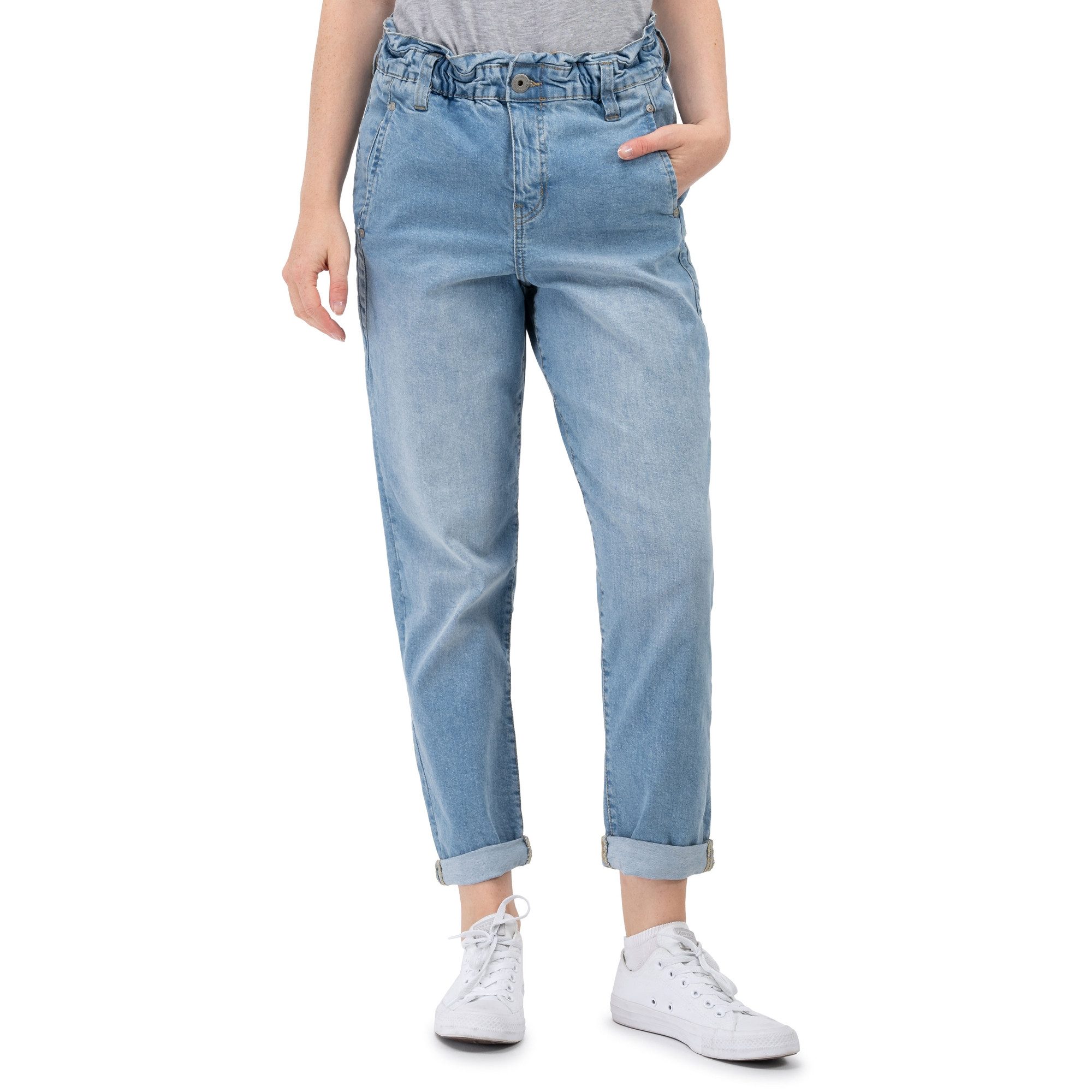 SUBLEVEL Paperbag-Hose Damen Jeans Mid Waist elastisch Moderne Hose