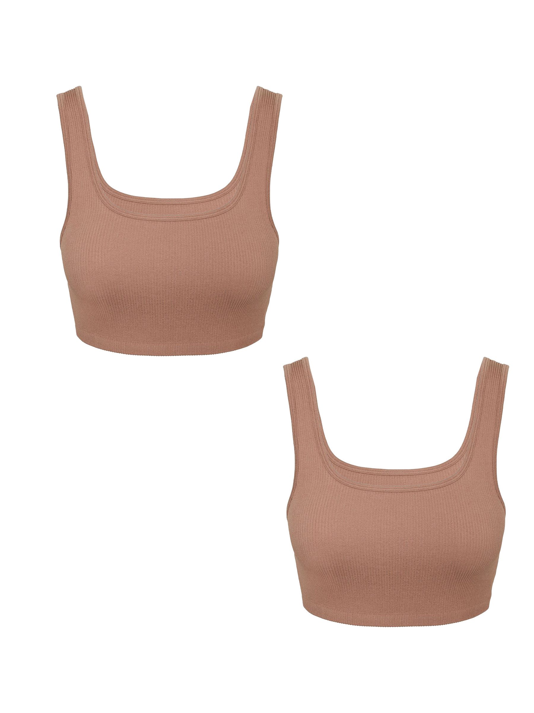 Shirttop Crop 2-er Stück Pack Ripp Bralette Bustier Set VMEVE