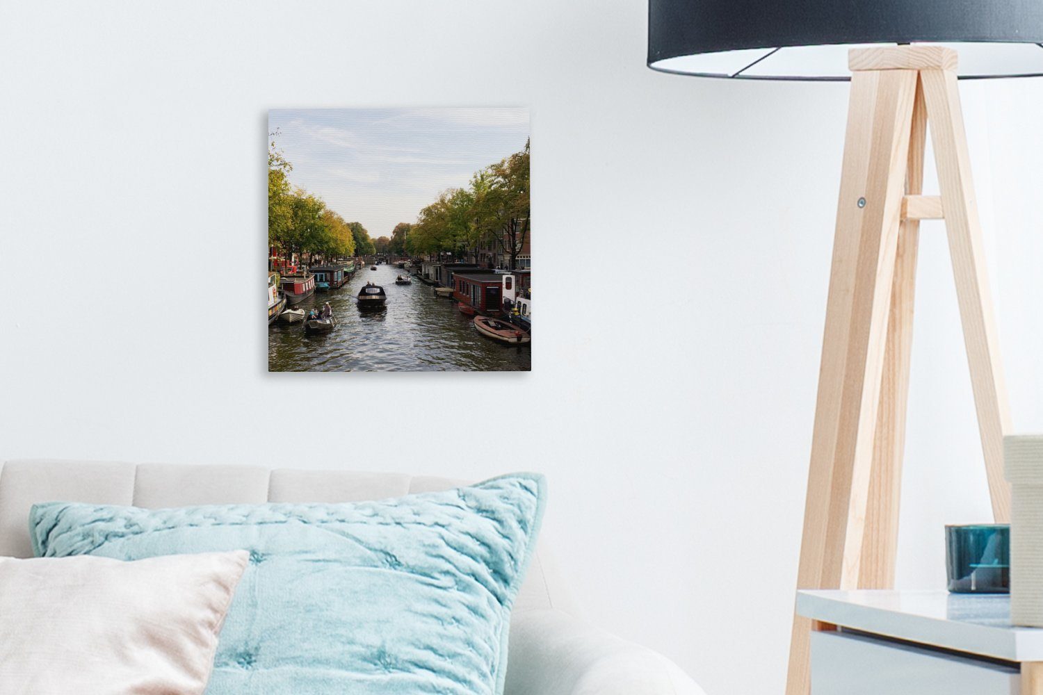 Leinwandbild auf für St), Leinwand Amsterdam mit Seiten, Schlafzimmer (1 beiden in Bilder Hausbooten OneMillionCanvasses® Die Brouwersgracht Wohnzimmer