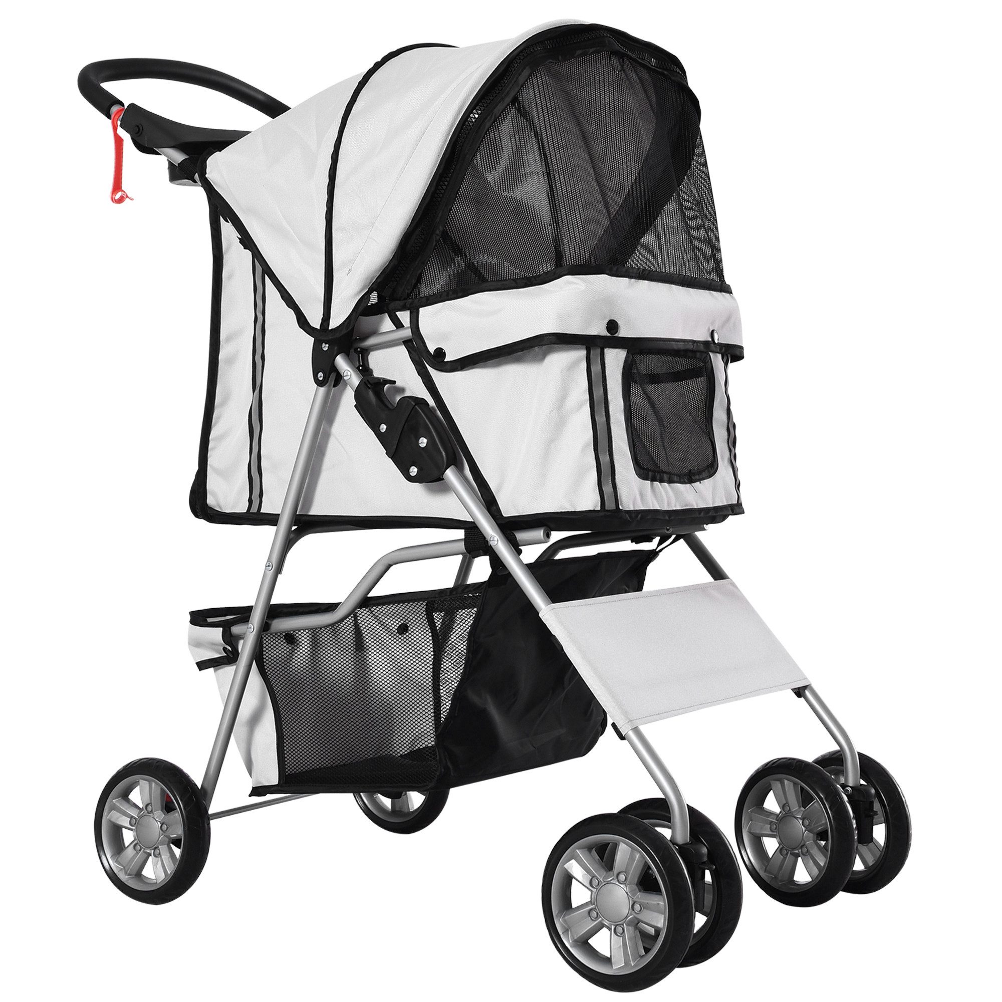 MC Star Hundebuggy Hundewagen Silber Pet Stroller Jogger Anhänger leicht faltbar, (für Unterwegs & Reisen)