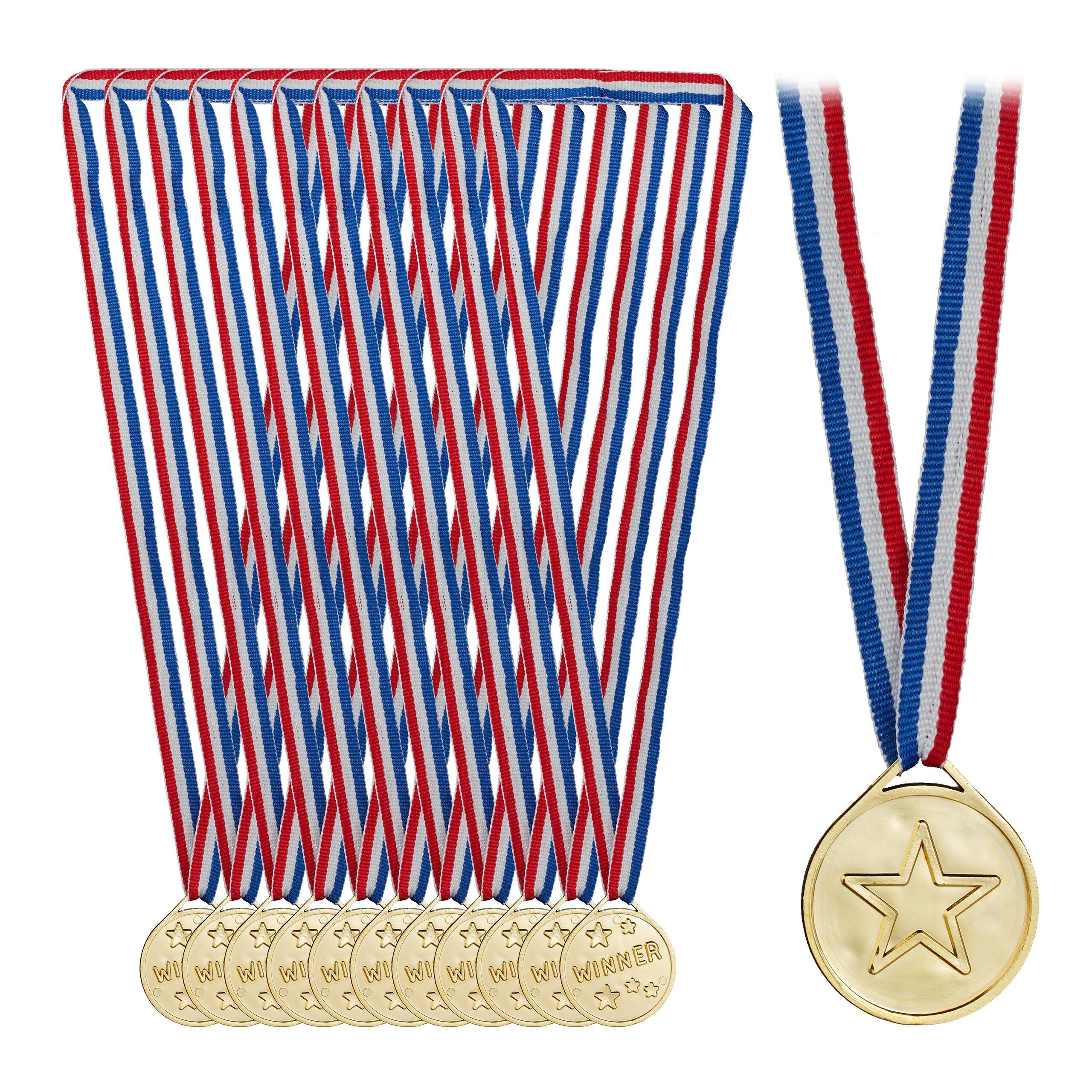 relaxdays Dekoobjekt Gold-Medaille für Kinder 12er Set