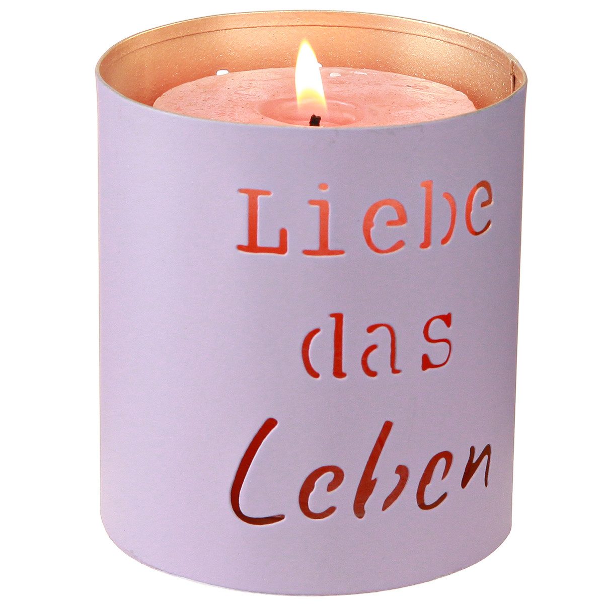 Viana Windlicht Windlicht-Set Grau-Gold „Liebe das Leben“ 3er-Set Deko