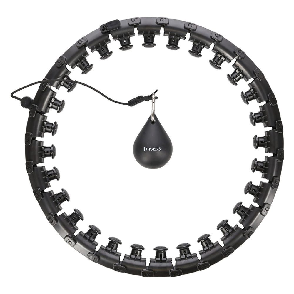 HMS Hula-Hoop-Reifen Fitnessreifen Taillentrainer Bauchtrainer (Spar-Set, 1-tlg., 51 cm verstellbar), Plus Size, 28 Elemente, Schwerkraftball, Massage