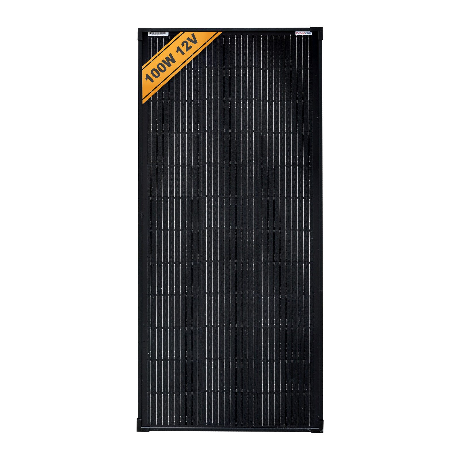 enjoy solar Solarmodul FULL BLACK Monokristallin PERC-Zellen 50W- 200W 12V, Monokristallin PERC, (Leistungsgarantie bis 10 Jahren mit 90% und bis 25 Jahren mit 80), Full black design, Aufbau mit 182mm 10BB Mono Solarzellen