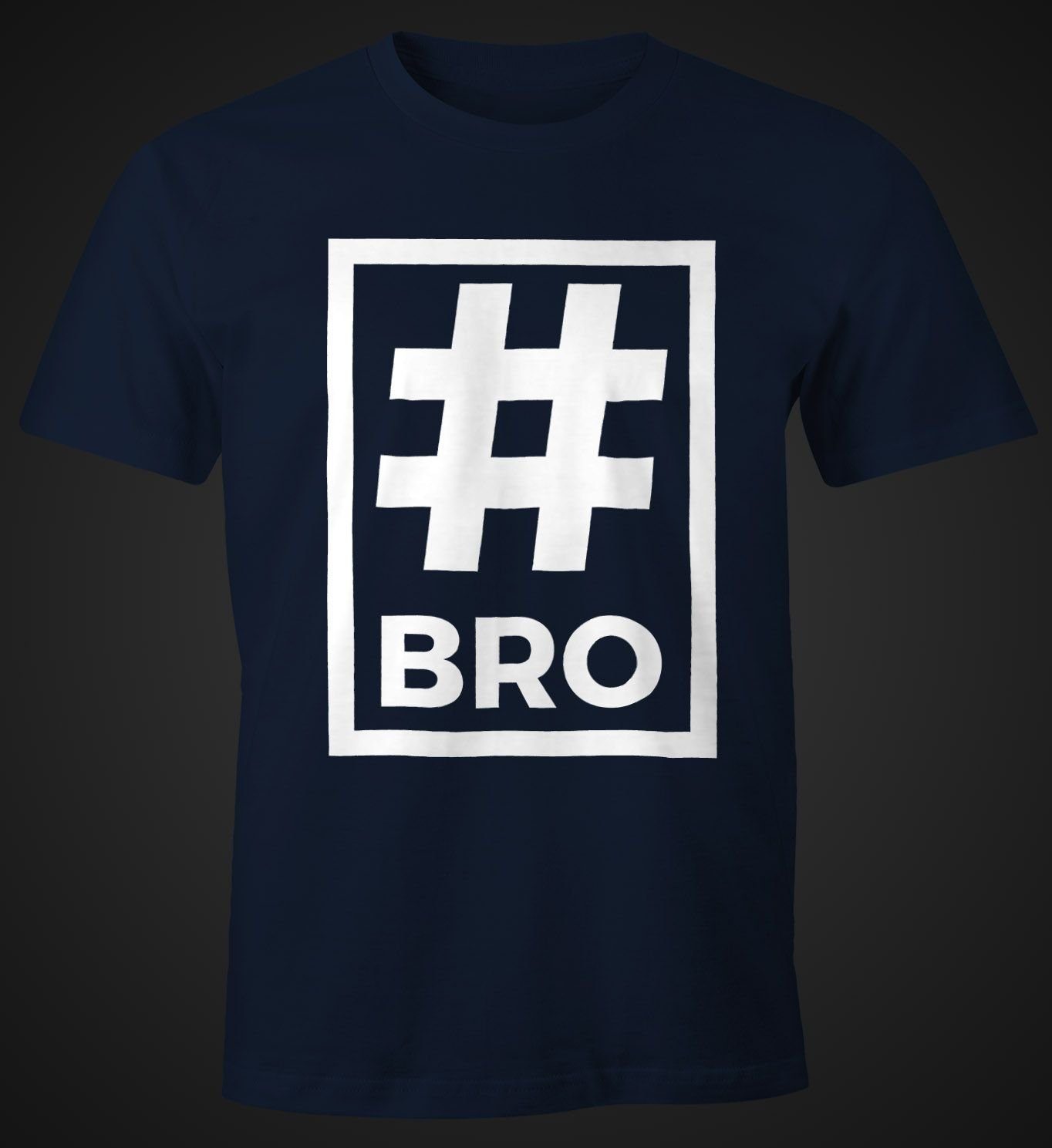 Herren Print Print-Shirt mit Brother navy MoonWorks T-Shirt Moonworks® Bro Hashtag