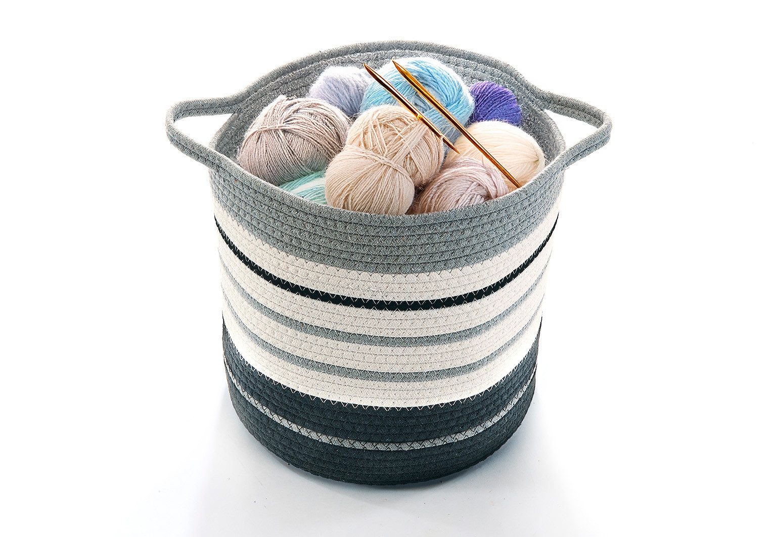 Kobolo Aufbewahrungskorb Baumwollkorb in grau und schwarztönen mit Griffen günstig online kaufen